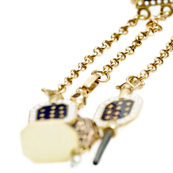 French gold enamel watch with matching chatelaine Circa 1790 French gold enamel watch with matching chatelaine Circa 1790