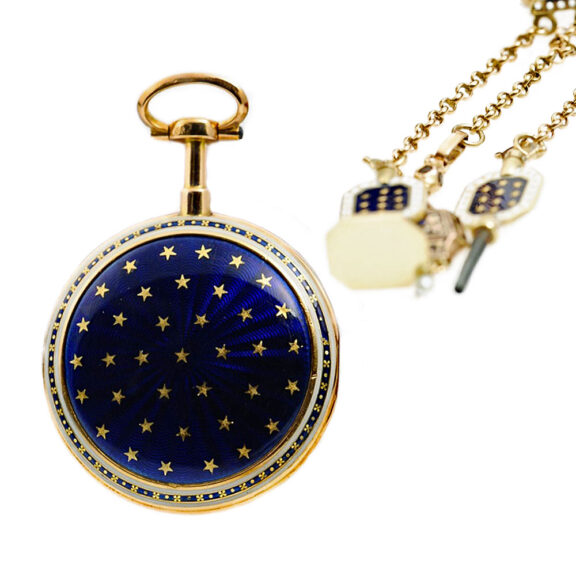 French gold enamel watch with matching chatelaine Circa 1790 French gold enamel watch with matching chatelaine Circa 1790
