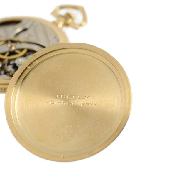 Swiss thin Schaffhausen gold enamel pocket watch Circa 1919 Swiss thin Schaffhausen gold enamel pocket watch Circa 1919