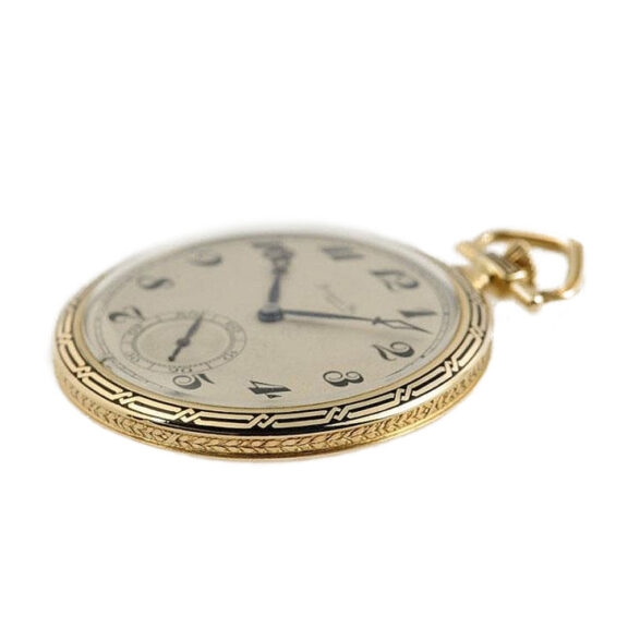 Swiss thin Schaffhausen gold enamel pocket watch Circa 1919 Swiss thin Schaffhausen gold enamel pocket watch Circa 1919