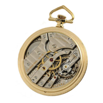 Swiss thin Schaffhausen gold enamel pocket watch Circa 1919 Swiss thin Schaffhausen gold enamel pocket watch Circa 1919