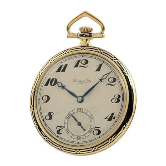 Swiss thin Schaffhausen gold enamel pocket watch Circa 1919 Swiss thin Schaffhausen gold enamel pocket watch Circa 1919