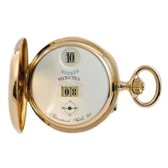 Swiss rose gold pocket watch with digital time indication Circa 1886