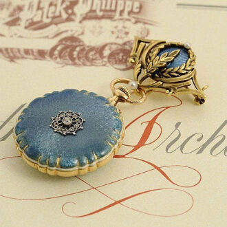 Swiss small Art Nouveau gold enamel pendant watch Circa 1911
