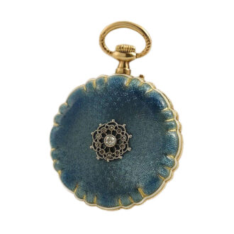 Swiss small Art Nouveau gold enamel pendant watch Circa 1911
