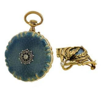 Swiss small Art Nouveau gold enamel pendant watch Circa 1911