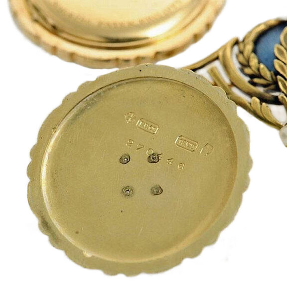 Swiss small Art Nouveau gold enamel pendant watch Circa 1911 Swiss small Art Nouveau gold enamel pendant watch Circa 1911