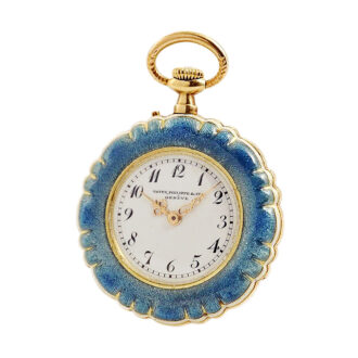 Swiss small Art Nouveau gold enamel pendant watch Circa 1911