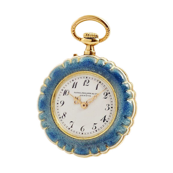 Swiss small Art Nouveau gold enamel pendant watch Circa 1911 Swiss small Art Nouveau gold enamel pendant watch Circa 1911