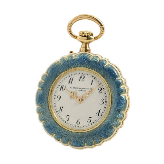 Swiss small Art Nouveau gold enamel pendant watch Circa 1911