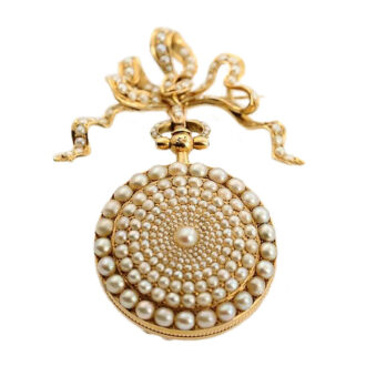 Swiss half pearl studded lady's pendant watch Circa 1820 Swiss half pearl studded lady's pendant watch Circa 1820