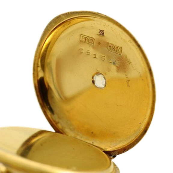 Swiss very small gold enamel pendant watch Circa 1907 Swiss very small gold enamel pendant watch Circa 1907
