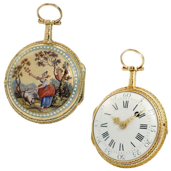 German verge pocket watch with pastoral scene Circa 1780 German verge pocket watch with pastoral scene Circa 1780