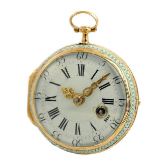 French rare rose gold enamel verge pocket watch Circa 1750