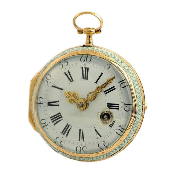 French rare rose gold enamel verge pocket watch Circa 1750 French rare rose gold enamel verge pocket watch Circa 1750