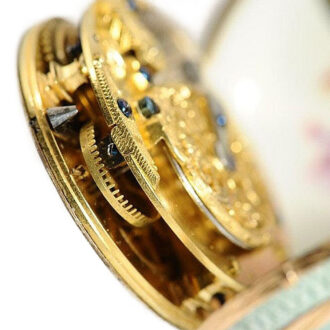French rare rose gold enamel verge pocket watch Circa 1750