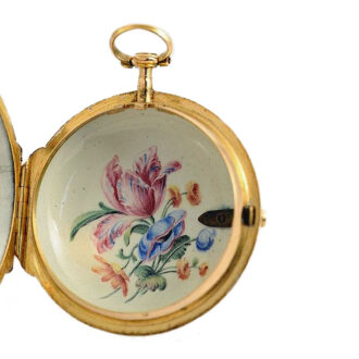 French rare rose gold enamel verge pocket watch Circa 1750