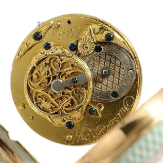 French rare rose gold enamel verge pocket watch Circa 1750