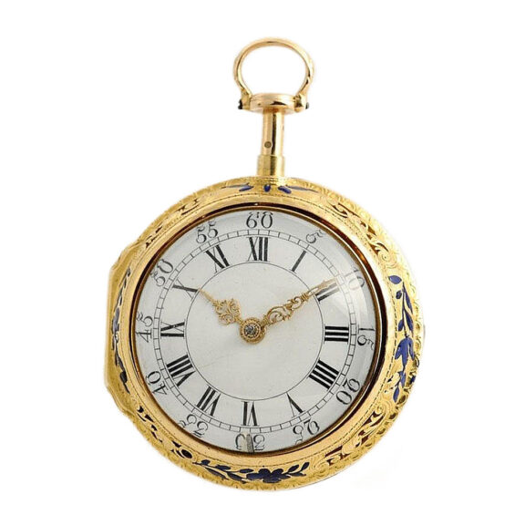 English gold and enamel quarter repeating watch Circa 1760 English gold and enamel quarter repeating watch Circa 1760