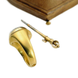 Swiss heavy signet ring set with a miniature watch Circa 1860 Swiss heavy signet ring set with a miniature watch Circa 1860