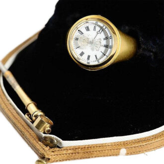 Swiss heavy signet ring set with a miniature watch Circa 1860 Swiss heavy signet ring set with a miniature watch Circa 1860