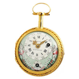 French gold verge pocket watch with calendar Circa 1800 French gold verge pocket watch with calendar Circa 1800