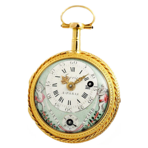 French gold verge pocket watch with calendar Circa 1800 French gold verge pocket watch with calendar Circa 1800