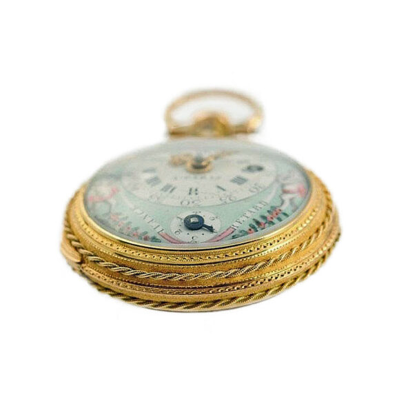 French gold verge pocket watch with calendar Circa 1800 French gold verge pocket watch with calendar Circa 1800