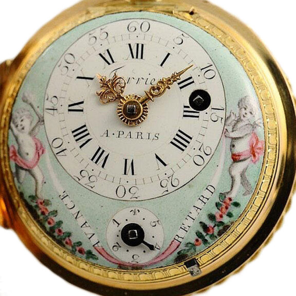 French gold verge pocket watch with calendar Circa 1800 French gold verge pocket watch with calendar Circa 1800