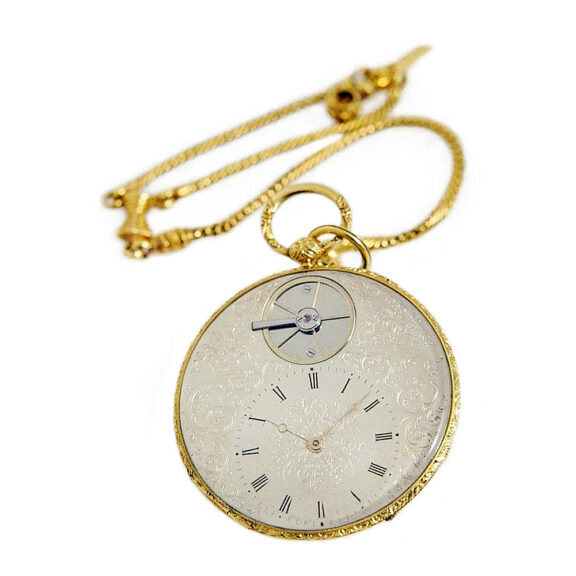 Exquisite Swiss gold commemoration watch with chain Circa 1844 Exquisite Swiss gold commemoration watch with chain Circa 1844