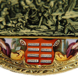 Exquisite Swiss gold commemoration watch with chain Circa 1844 Exquisite Swiss gold commemoration watch with chain Circa 1844