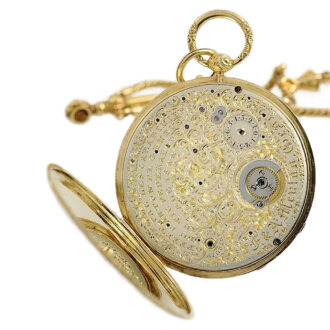 Exquisite Swiss gold commemoration watch with chain Circa 1844 Exquisite Swiss gold commemoration watch with chain Circa 1844