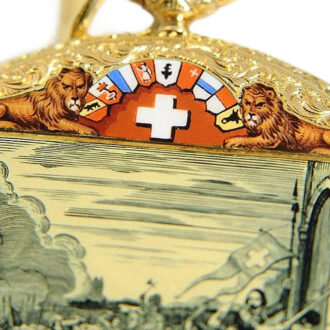 Exquisite Swiss gold commemoration watch with chain Circa 1844 Exquisite Swiss gold commemoration watch with chain Circa 1844