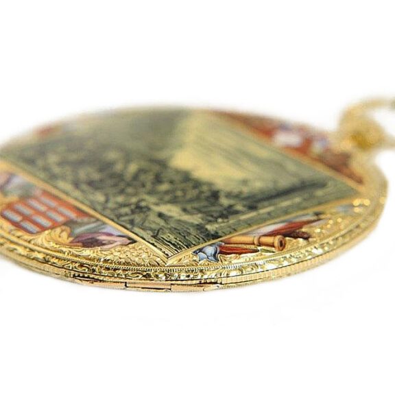 Exquisite Swiss gold commemoration watch with chain Circa 1844 Exquisite Swiss gold commemoration watch with chain Circa 1844