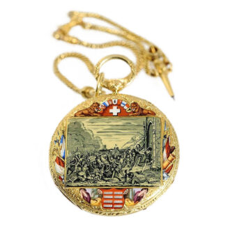 Exquisite Swiss gold commemoration watch with chain Circa 1844