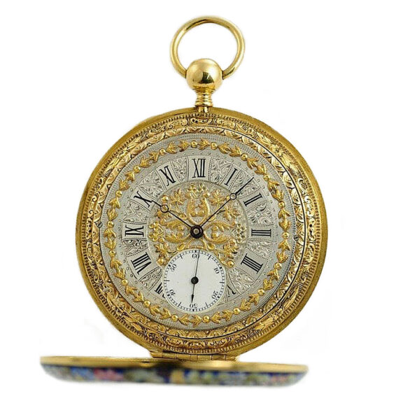 French gold enamel watch with duplex escapement Circa 1860 French gold enamel watch with duplex escapement Circa 1860