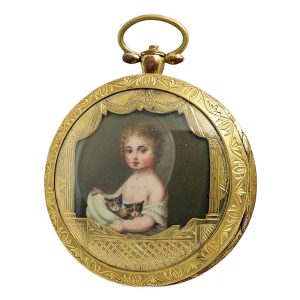 French gilt verge with concealed erotic scene Circa 1810
