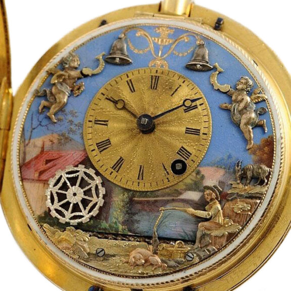 Swiss important pocket watch with three automatons Circa 1810 Swiss important pocket watch with three automatons Circa 1810