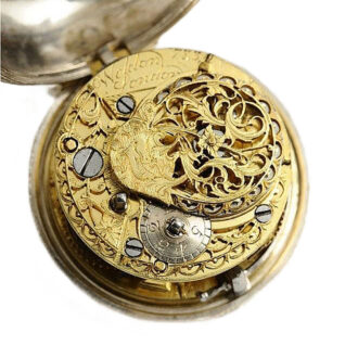 English silver pair cased repoussé verge watch Circa 1762