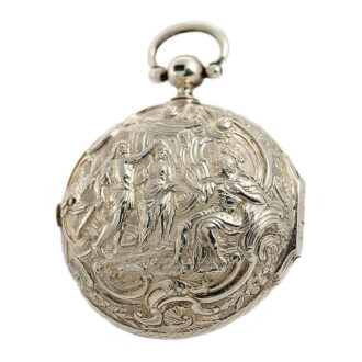 English silver pair cased repoussé verge watch Circa 1762