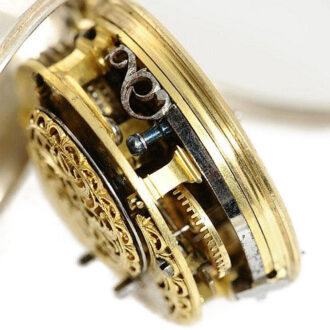 English silver pair cased repoussé verge watch Circa 1762