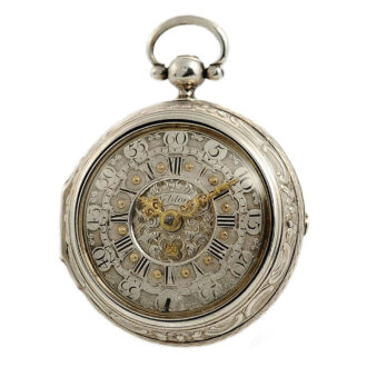 English silver pair cased repoussé verge watch Circa 1762