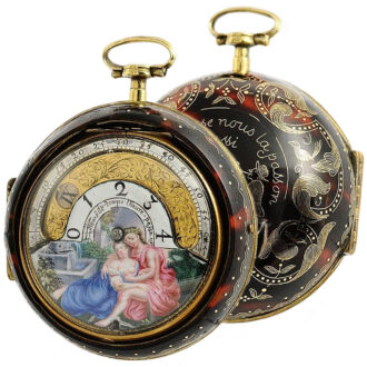 English pair cased retrograde verge pocket watch Circa 1730