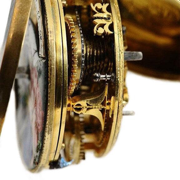 English pair cased retrograde verge pocket watch Circa 1730 English pair cased retrograde verge pocket watch Circa 1730