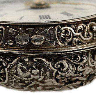 German quarter repeating coach clock with alarm Circa 1740