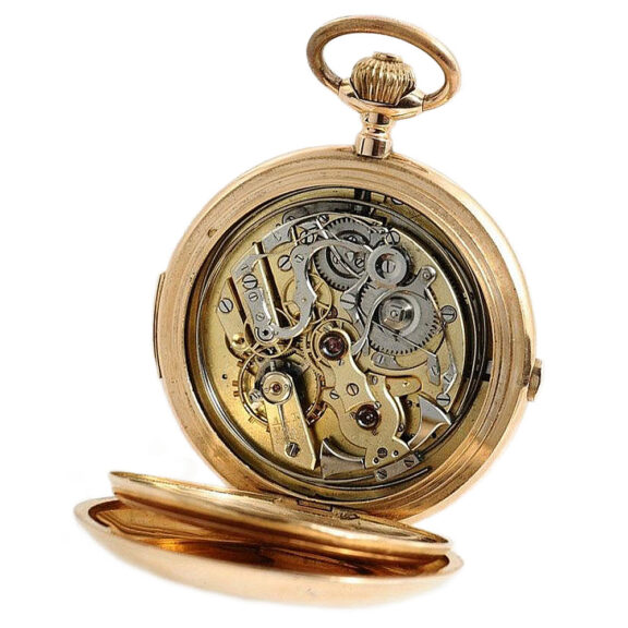 Swiss gold chronograph quarter repeating watch Circa 1890 Swiss gold chronograph quarter repeating watch Circa 1890