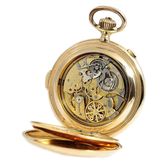 Swiss gold chronograph quarter repeating watch Circa 1890 Swiss gold chronograph quarter repeating watch Circa 1890