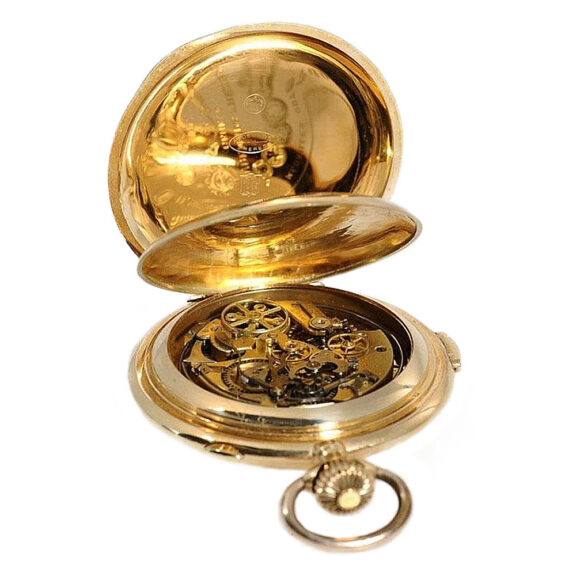 Swiss gold chronograph quarter repeating watch Circa 1890 Swiss gold chronograph quarter repeating watch Circa 1890