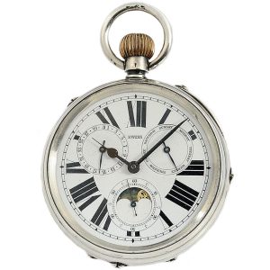 Swiss pocket watch with full calendar and moon phase Circa 1885