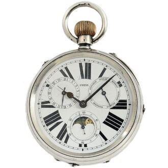 Swiss pocket watch with full calendar and moon phase Circa 1885